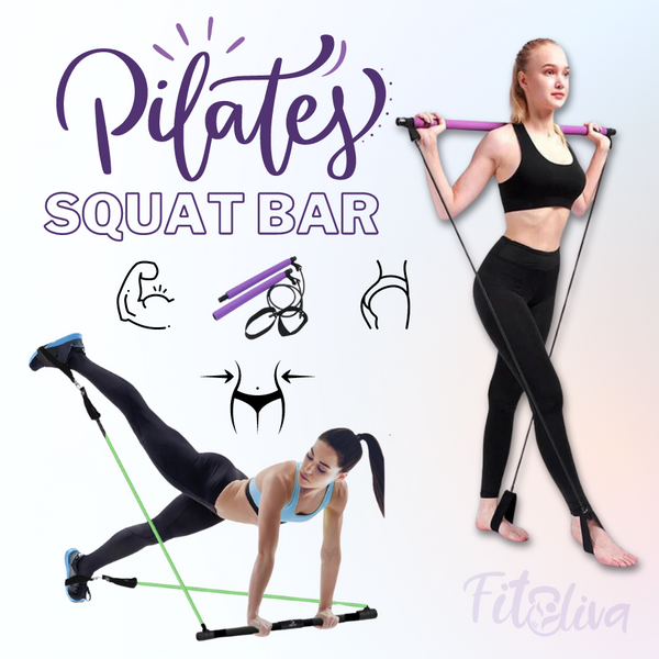 Pilates Stick Squat Training Bar with Bands
