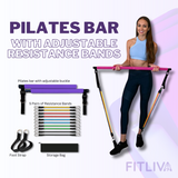 Pilates Squat Bar with Adjustable Buckles + 5 pairs of Resistance Bands